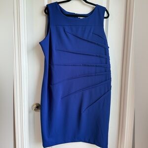 NWT - Calvin Klein Blue Side Ruch Midi Dress, Size 18